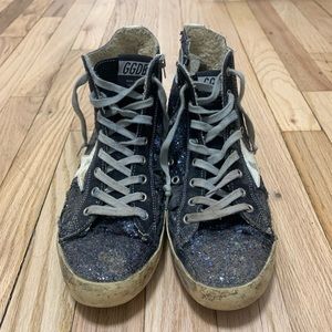 Golden Goose high top sneakers purple sparkly size 10